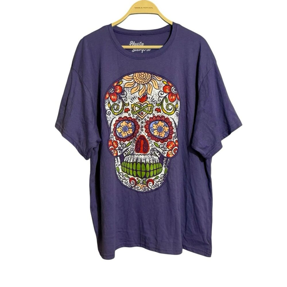 Hasta Siempre Halloween Day Of Dead TShirt Women XL Sugar Skull Dia Los Muertos